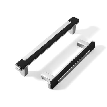 Kcmwsy 2 Pack Black Silver Cabinet Pulls Handles 37 Inch Hole Center