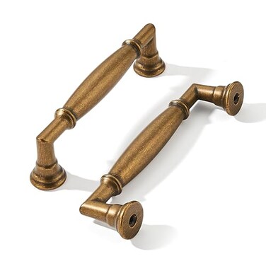 khtumeware 10 Pack 4 Inch102mm Antique Brass Cabinet Pulls Heavy Duty Soild Vintage Brass Cabinet Handles Kitchen Antique Bronze Cabinet Hardware for Cupboard Drawer Handles