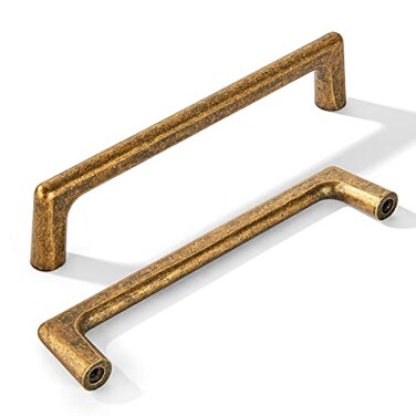 khtumeware 10 Pack 5 Inch128mm Hole Centers Vintage Antique Brass Kitchen Cabinet Pulls Aged Brass Drawer Pulls Kitchen Cabinet Hardware for Cupboard Drawer Handles Dresser Retro Pulls
