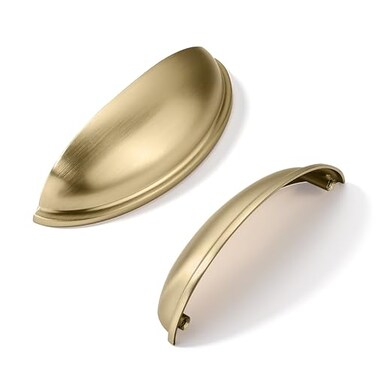 khtumeware 2 Pack 334 Gold Drawer Pulls Brushed Brass Cabinet Cup Pulls Kitchen Hardware Cabinet Handles Drawer Handles Knobs 334 inch Hole Center