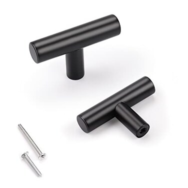 KNOBWELL 12 Pack Black Cabinet Knobs Single Hole 2 in Matte Black Dresser Drawer Knobs and Pulls for Cabinet Cupboard Vanity