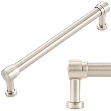 KOOFIZO Pillar Foot Cabinet Pull 10Pack Brushed Nickel Furniture Handle 614 Inch Screw Spacing P25 for Kitchen Cupboard Door Bedroom Dresser Bathroom Hardware