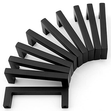 KOOFIZO Solid Square Bar Cabinet Handle Black Furniture Pull 3 Inch76mm Screwhole Distance 10Pack for Kitchen Cupboard Door Bedroom Dresser Drawer Bathroom Wardrobe Hardware