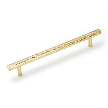 KOPPALIVE 2Pack Solid Brass Kitchen Cabinet Pulls Gold Modern TBar Handles 6516Inch Hole Center Hammered Handles for Dresser Drawer Cupboard 818 Inch Total Length Polished Finish