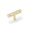 KOPPALIVE 6Pack Solid Brass Kitchen Cabinet Pulls Gold Modern TBar Handles Single Hole Hammered Knobs for Dresser Drawer Cupboard 11516 Inch Total Length Polished Finish