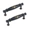 KUMGROT Black Cabinet Pulls with Gold Prints 378 Hole Center to Center Ceramic Drawer Pulls Handles Antique Kitchen Cabinets Dresser Drawers Pull for Bathroom Bedroom Office 2 Pcs