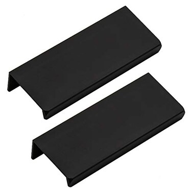 LC LICTOP 315 Inch Black Finger Pulls for Cabinet 2Pcs 252 Inch Hole Spacing Aluminum Alloy Edge Pulls Furniture Handle Back Mount Concealed Handles for Cupboard Drawer Dresser Wardrobe