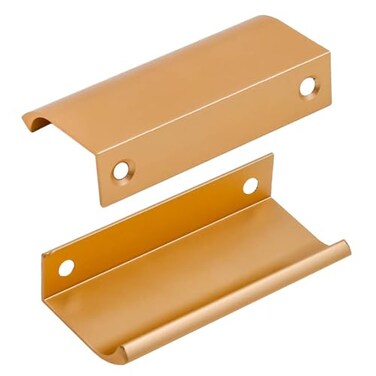 LC LICTOP 315 Inch Gold Curved Edge Finger Pulls 4Pcs 252 Inch Hole Spacing Aluminum Alloy Funiture Pull Back Mount Concealed Handles for Cabinets Cupboard Drawer Dresser Wardrobe