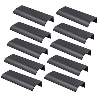 LC LICTOP 472 Inch Black Curved Edge Finger Pulls 10Pcs 378 Inch Hole Spacing Aluminum Alloy Funiture Pull Back Mount Concealed Handles for Cabinets Cupboard Drawer Dresser Wardrobe