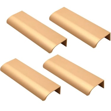 LC LICTOP 472 Inch Gold Curved Edge Finger Pulls 4Pcs 378 Inch Hole Spacing Aluminum Alloy Funiture Pull Back Mount Concealed Handles for Cabinets Cupboard Drawer Dresser Wardrobe