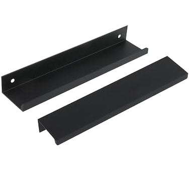 LC LICTOP 59 Inch Black Finger Pulls 10Pcs 5 Inch Hole Spacing Aluminum Alloy Edge Pulls Furniture Handle Back Mount Concealed Handles for Cabinets Cupboard Drawer Dresser Wardrobe