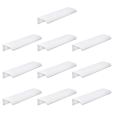 LC LICTOP Curved Edge Pull Handles 59 Inch Edge Finger Tab Handle for Caibnets Drawer Closet Door Wardrobe Cupboard 10 Inch Hole Spacing 10 Pcs White Edge Pulls