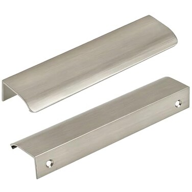 LC LICTOP Curved Edge Pull Handles 59 Inch Edge Finger Tab Handle for Caibnets Drawer Closet Door Wardrobe Cupboard 5 Inch Hole Spacing 4 Pcs Nickel Edge Pulls