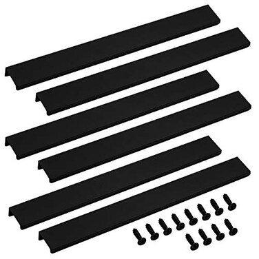 LC LICTOP Edge Pull Handles for Cabinets 118 Inch Aluminum Alloy Finger Tab Pulls Concealed Drawer Handles for Kitchen Dresser Wardrobe 882 Inch Hole Spacing 6Pcs Black Edge Pulls