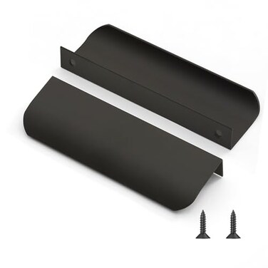 LEAPHZOT Edge Finger PullConcealed Kitchen Cabinet HandleTop Mount Flat Cabinet Pulls for Cupboard Door Drawer 6814 4 Matte Black 472120MM Overall Length