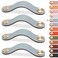 LEREATI 4 Pack Leather Drawer Pulls Blue Cabinet Handles 37 inch Dresser Knobs Cabinet Door Handle Faux Leather Pulls for Dresser Closet Kitchen Cupboard 37in Hole Center Blue
