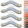 LEREATI 4 Pack Leather Drawer Pulls Blue Cabinet Handles 37 inch Dresser Knobs Cabinet Door Handle Faux Leather Pulls for Dresser Closet Kitchen Cupboard 37in Hole Center Blue