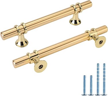 Leulan Kitchen Cabinets Handles Gold Cabinet Pulls Gold Drawer Pulls 3 34 inch Brass Cabinet Pulls 10 Pack Cabinet Hardware