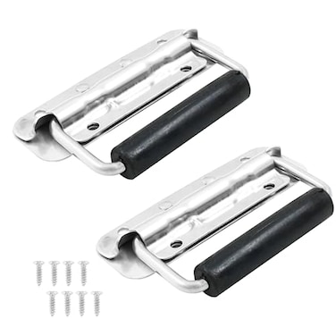 LifCratms 2Pcs Spring Loaded Case Handles 304 Stainless Steel Surface Mount Chest Handle with Rubber Grip Heavy Duty Cabinet Pulls Hardware for Toolbox Chest Case 122mm 482