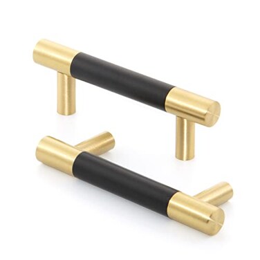 Linkaa 10 Pack 3 Inch Cabinet Handles Gold Drawer Pulls with Black Planting Modern Cabinet Pulls for Kitchen Bathroom CupboardBrass Bar Pulls Kitchen Hardware 3 inch 76 mmSolid Brass