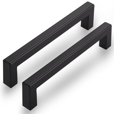 L&amp;lonpa Llonpa 30 Pack 5 Inch Matte Black Cabinet Handles Solid Aluminum Square Drawer Pulls Durable Modern Hardware for Kitchen Bedroom Bathroom Dresser