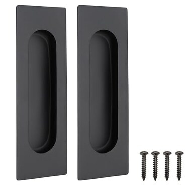 Malimali 472 Inch Recessed Finger Flush Pulls for Kitchen Cabinet Door Closet Door Small Sliding Cupboard Door Handle Matte Black Stainless Steel Door Pulls Hardware2 Pack