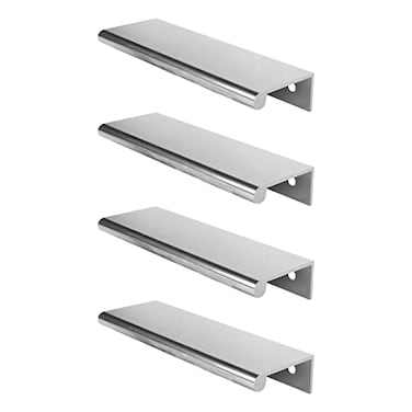 Mcredy Hidden Tab Pull Handles4 PCS 472 Inch Overall Length Brushed Nickel Finger Edge Pulls Concealed Tab Pulls Kitchen Cabinet Drawers Pulls378 Inch Center to Center