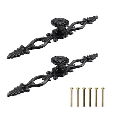 Meprotal 2Pcs Vintage Antique Black Cabinet Pull 7Inch Dresser Door Drawer Pull Handles Furniture Handle with Screws 128mm5 Hole Distance