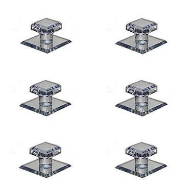 Mirart Pull Handle Self Stick Small Square Acrylic Mirror Beveled Knob 6 Pack