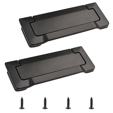 MOROBOR 2pcs Pocket Doors Drawer Handle Flush Pull Hidden Concealed Furniture Handle with Screws Zinc Alloy Knobs for Cabinets Closets Drawers Hole Center 96mm Matte Black
