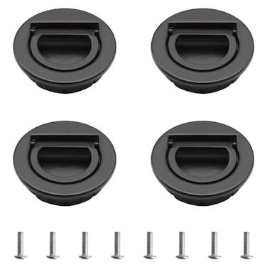 MOROBOR Round with Pull Ring Embedded Handle 4pcs Tatami Hidden Handles Invisible Cabinet Door Furniture Hardware with Screws for Cabinet Wardrobe DrawerBlack