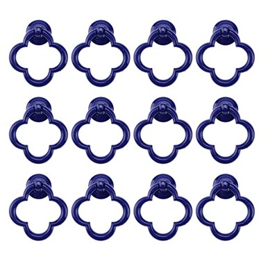 MY MIRONEY 12 Pack Royal Blue Cabinet Knobs and Pulls Handles FourLeaf Clover Shape Drawer Pulls Zinc Alloy Hardware Furniture Handles Wardrobe Dresser Ring Pulls with Screws