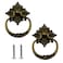 MY MIRONEY 2 Pack Vintage Cabinet Handles Oil Rubbed Bronze Ring Drawer Pulls Zinc Alloy Hardware Knobs with Screws for Kitchen Dresser Cabinet