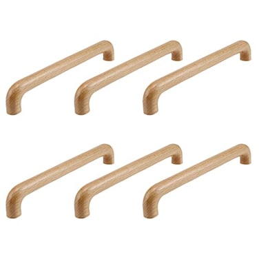 MY MIRONEY 6 Pack Hardware Wooden Handles Arch Wood Cabinet Pulls Finished Wooden Drawer Pulls Handles Beech Wood Dresser Door Pulls with Screws 756 Hole Centers