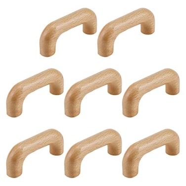 MY MIRONEY 8 Pack Hardware Wooden Handles Arch Wood Cabinet Pulls Finished Wooden Drawer Pulls Handles Beech Wood Dresser Door Pulls with Screws 252 Hole Centers