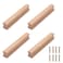 NAKUPENDA 4Pcs Wooden Drawer Handles Cupboard Cabinet Pulls Rectangle Wood Hardware Handles Pulls for Furniture Dresser Wardrobes Beech 96mm Hole Spacing