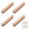 NAKUPENDA 4Pcs Wooden Drawer Handles Cupboard Cabinet Pulls Rectangle Wood Hardware Handles Pulls for Furniture Dresser Wardrobes Beech 96mm Hole Spacing