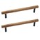 Pastlla 2Pcs Walnut Solid Wood Pulls Handles Aluminum alloy Black Base Kitchen Wardrobe Cabinet Hardware Pull Handle Drawer Dresser Pull Handle Round Handle Round Black Base Hole Center 63160mm