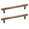 Pastlla 2Pcs Walnut Solid Wood Pulls Handles Aluminum alloy Black Base Kitchen Wardrobe Cabinet Hardware Pull Handle Drawer Dresser Pull Handle Round Handle Round Black Base Hole Center 63160mm