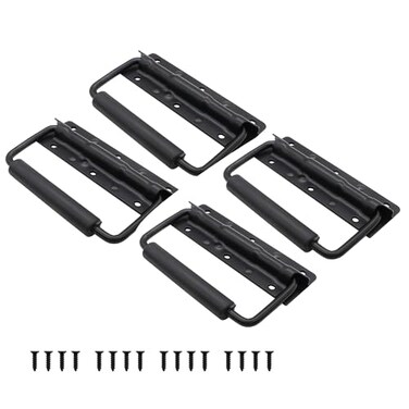 Piutouyar 49 Inch Spring Loaded Handle Heavy Duty Surface Mount Folding With Rubber Grip for Toolbox Boxes Black 4Pcs