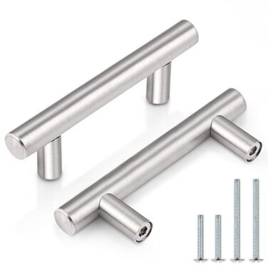 Probrico 5 PackT Bar Cabinet Pulls Stainless Steel Kitchen Handles Chest Knobs 25 Inch Hole Centers Brushed Nickel 4 Inch Overall Length