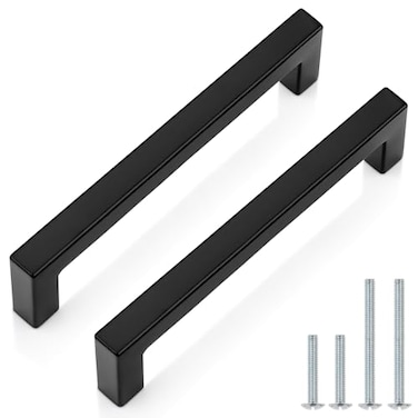 Probrico 50 Pack 5 Inch 128mm Hole Center Cabinet Handles Stainless Steel Kitchen Drawer Pulls Square Bar Cabinet Hardware for Kitchen Bathroom Cupboard