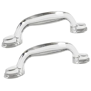 PZRT 2pcs Transparent Acrylic Drawer Knobs Pull Handles Dresser Pulls Glass Look Kitchen Cabinet Door Handle Pull Adhesive Type