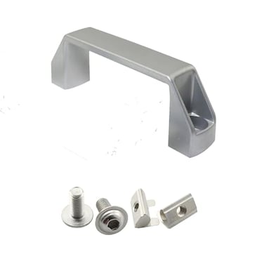 PZRT Aluminum Rectangular Industrial Handle Cabinet Hardware for Furniture Drawer Closet Nylon Plastic 120mm Hole Distance Silver