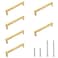 Qjaiune 6 Pack Brushed Gold Cabinet Pulls Square Dresser Handles 334 Inch 96mm Hole to Hole Cabinet Handles Stainless Steel Cabinet Hardware Kitchen Drawer Pulls for Cupboard Wardrobe Vanity