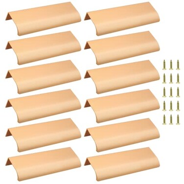 Qjaiune Back Mount Finger Edge Pull 150mm59 Aluminum Hidden Handle Concealed Tab Pulls for Home Kitchen Living Room Door Drawer Cabinet 12Pcs Gold