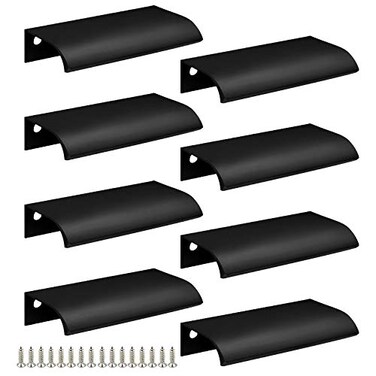 Qjaiune Black Back Mount Finger Edge Pull 80mm315 Aluminum Hidden Handle Concealed Tab Pulls for Home Kitchen Living Room Door Drawer Cabinet 8Pcs