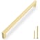 QOGRISUN 2 Pack Solid Brass Cabinet Pulls 1235 Inch Hole Center Brushed Matte Gold Square Drawer Handles Modern Brass Hardware for Kitchen Dresser Bathroom Cupboard Furniture