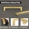 QOGRISUN 2 Pack Solid Brass Cabinet Pulls 1235 Inch Hole Center Brushed Matte Gold Square Drawer Handles Modern Brass Hardware for Kitchen Dresser Bathroom Cupboard Furniture