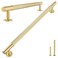 QOGRISUN 2Pack Solid Brass Cabinet PullsGrooved Gold Bar Handles 1235Inch Hole Center for Kitchen Drawer Dresser Cupboard 152Inch Total Length Brushed Brass Finish Eleganza